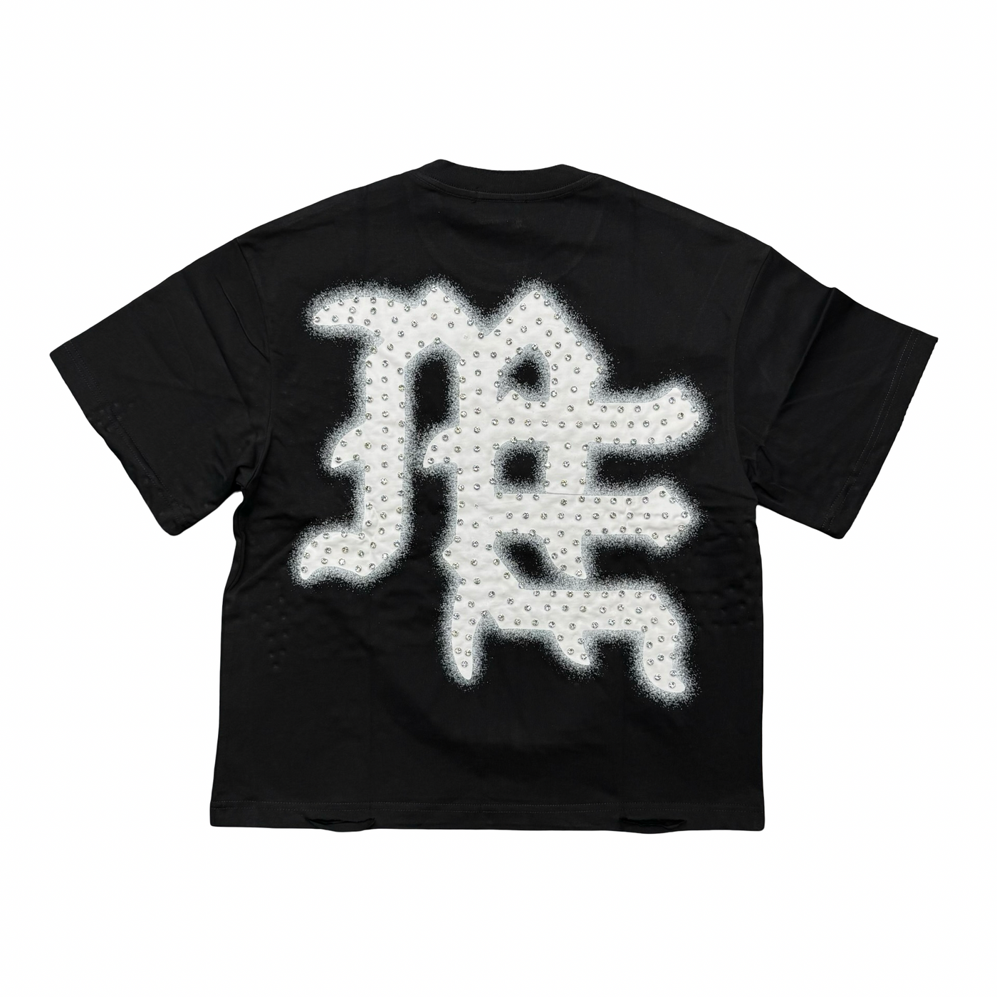 Mixed Emotions End Rhinestone Tee Black White