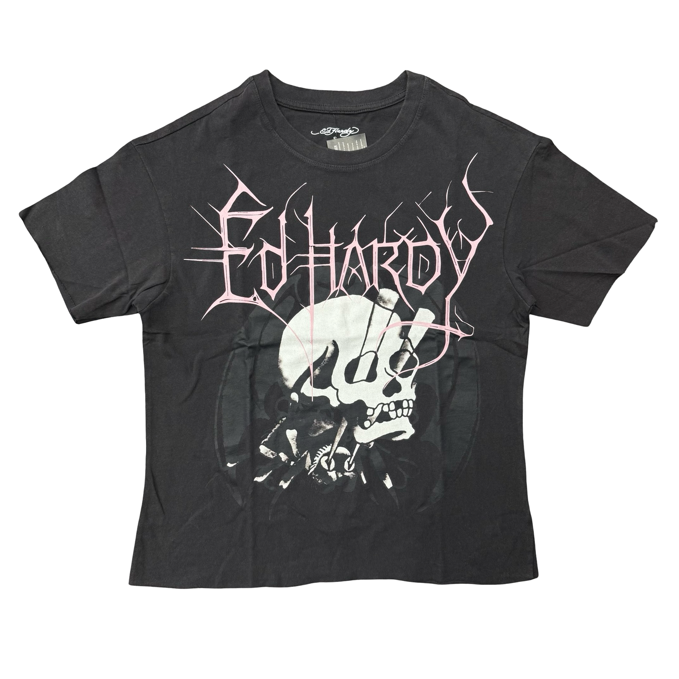 Ed Hardy Spider Skill Boxy Cropped Tee Mineral Grey