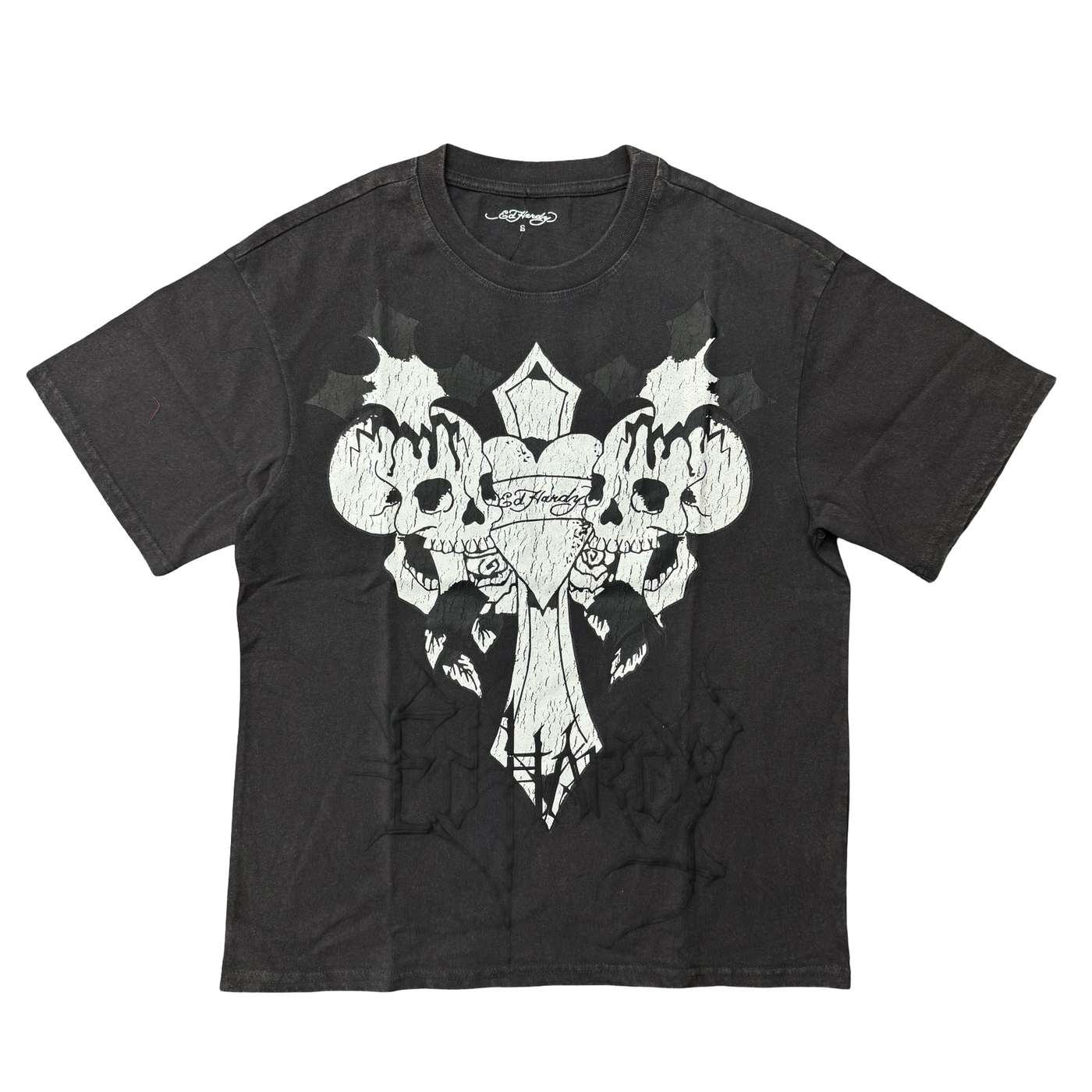Ed Hardy Cross Skulls Boxy Tee Washed Black
