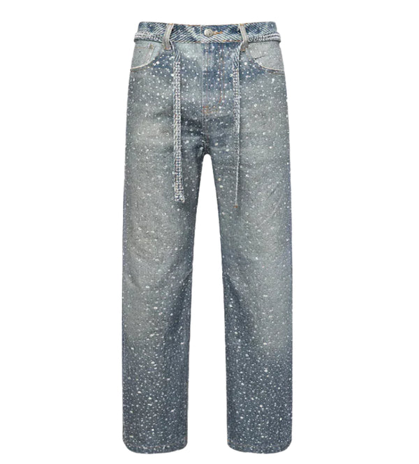 Birth of Royal Child Washed Diamond Boro Jeans Blue