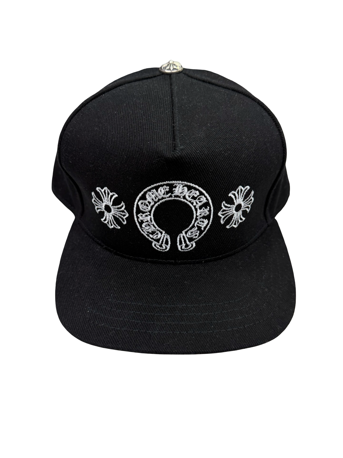 Chrome Hearts Horseshoe Denim Baseball Hat Black White