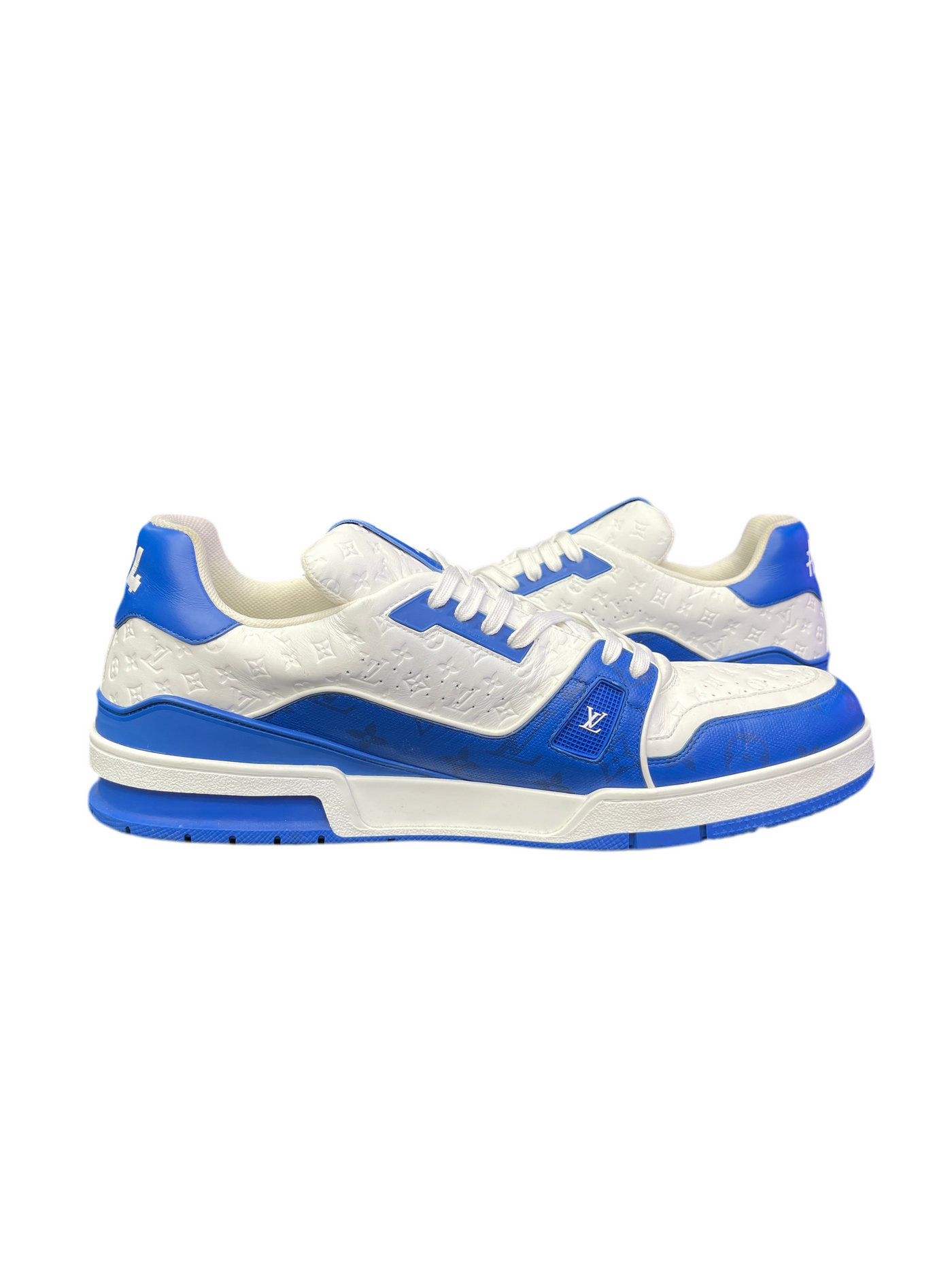 LV Trainer Monogram Blue White Script