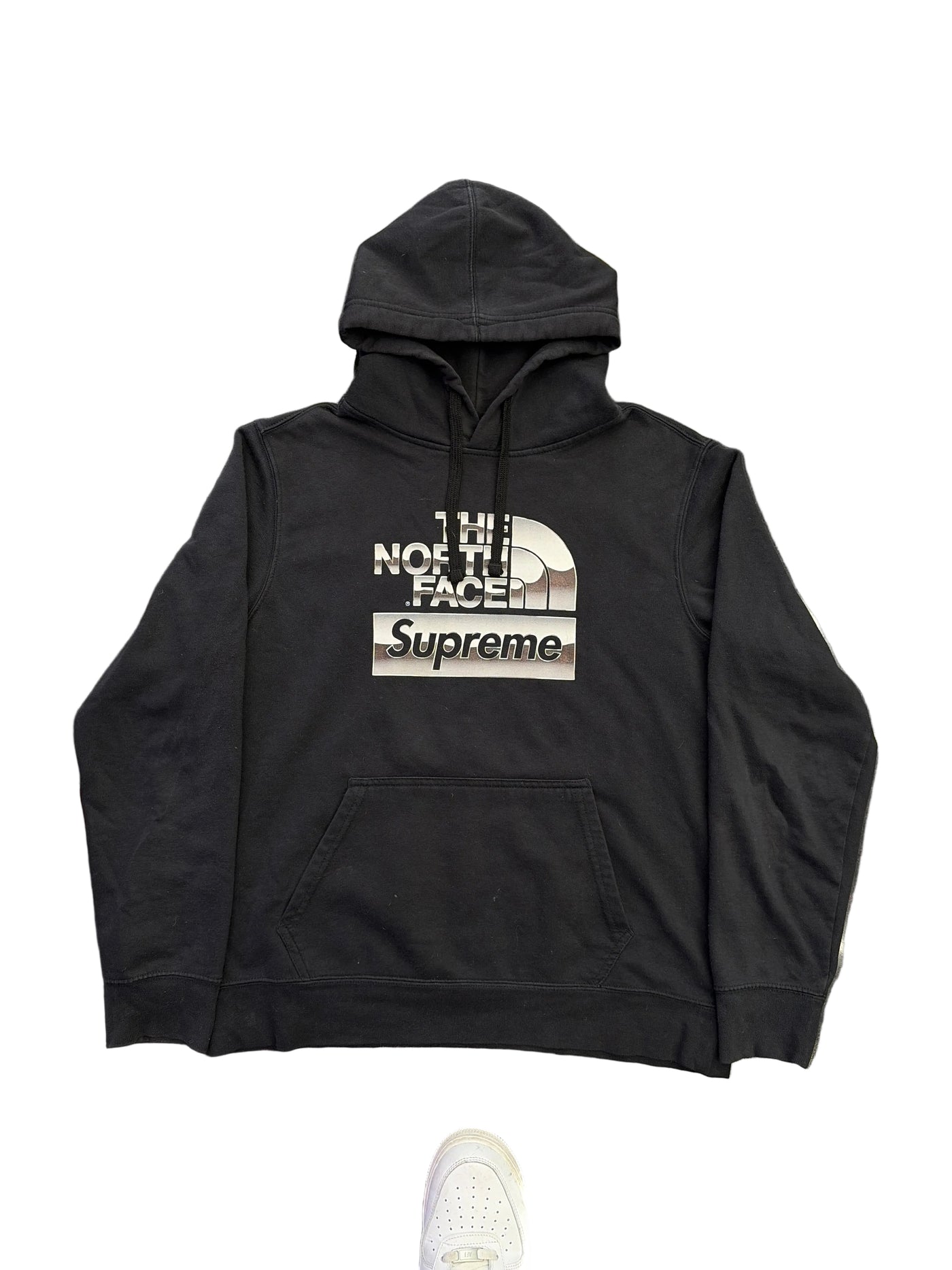 SS18 Supreme x TNF Metallic Logo Hooded Sweatshirt Black