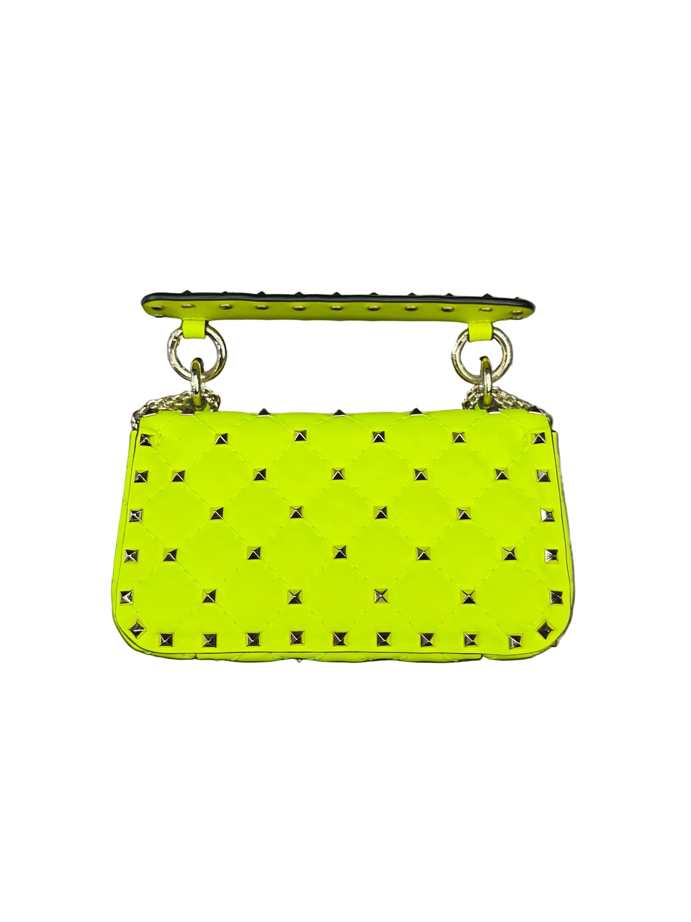 Valentino Rockstud Spike Mini Shoulder Bag Fluo Yellow