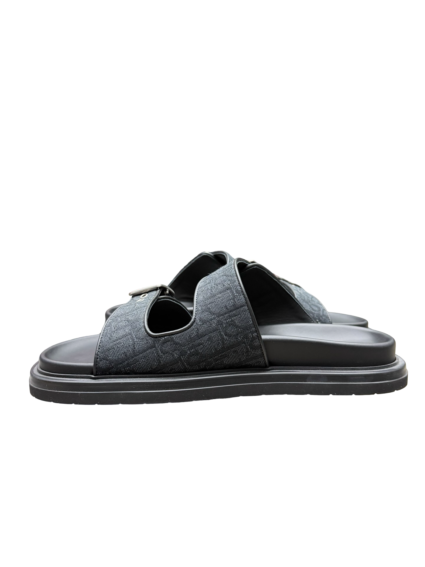 Christian Dior Black Aqua Oblique Jacquard Canvas Sandals