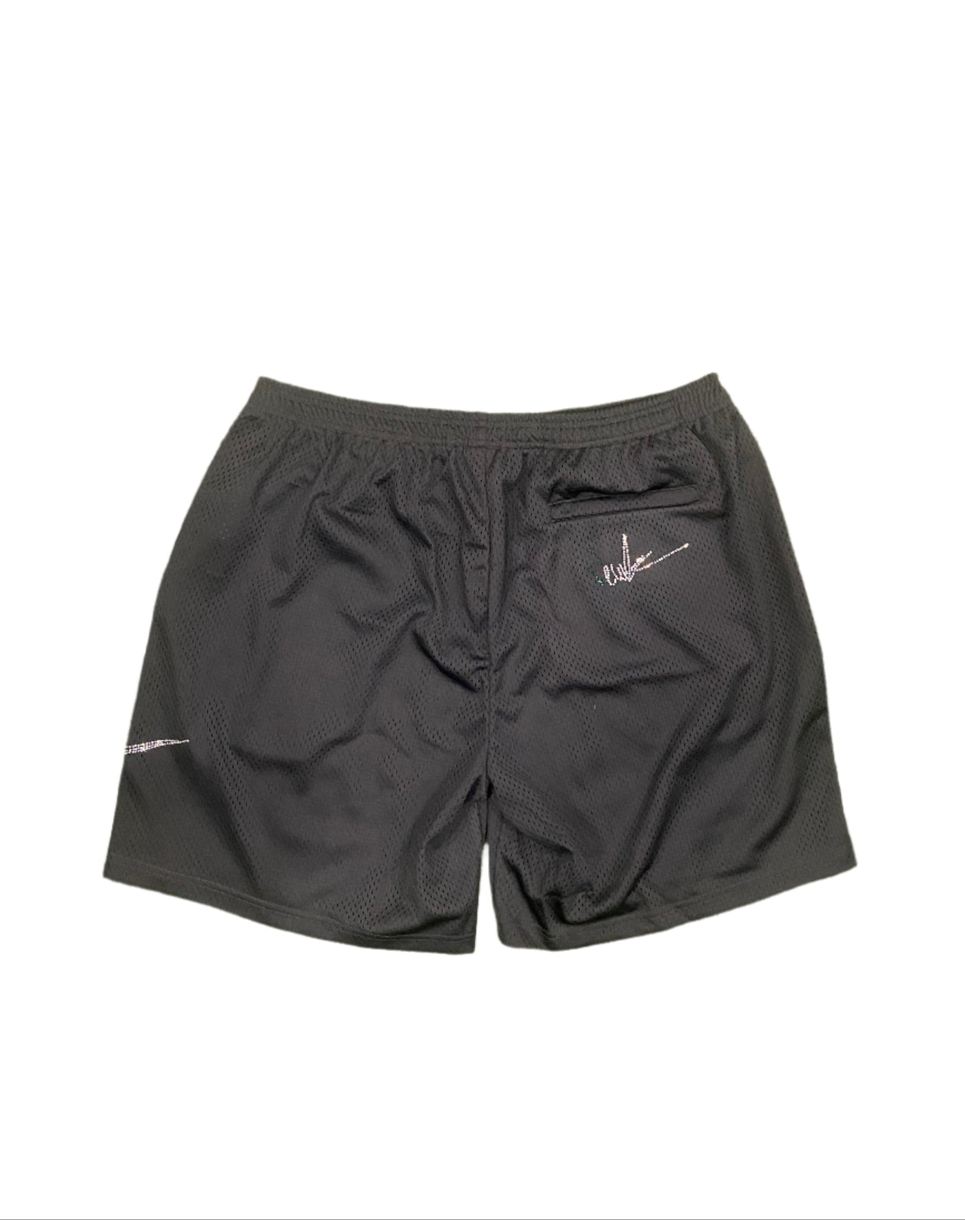 NewYrrk Black Basketball Shorts Logo w/ White Green Crystal