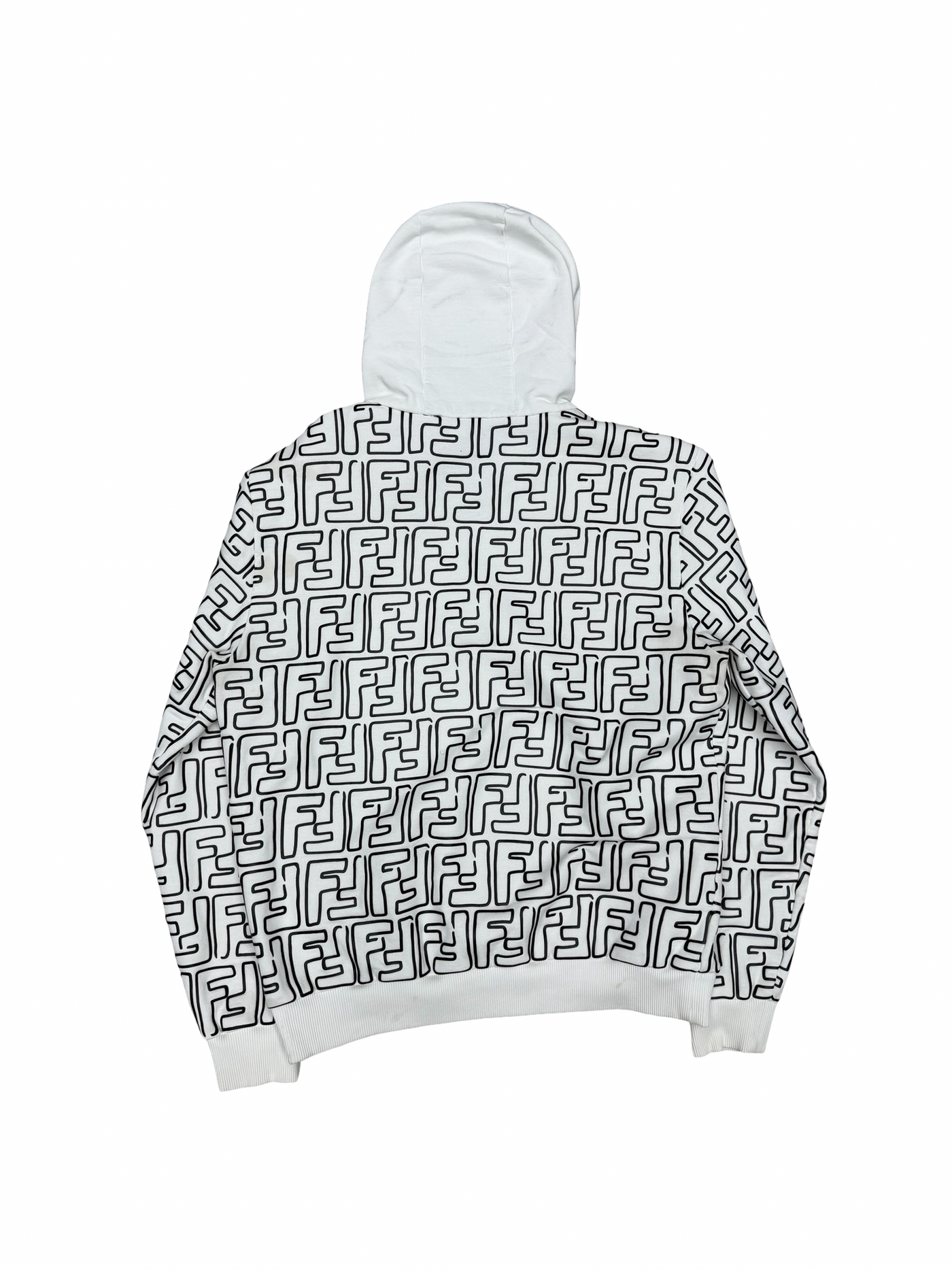 Fendi Double F Print White Black Hoodie