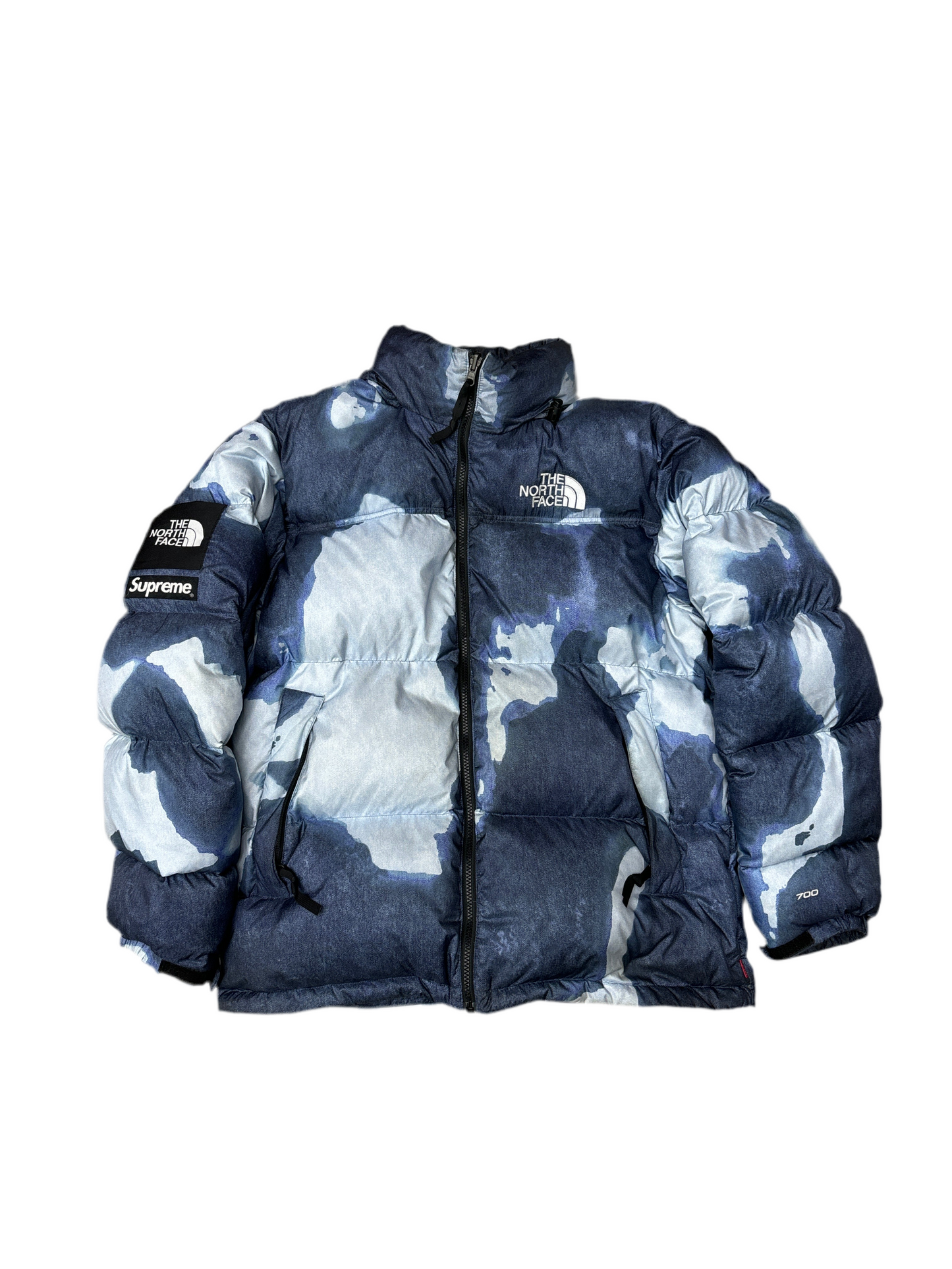 Supreme North Face Jacket Bleached Denim Print