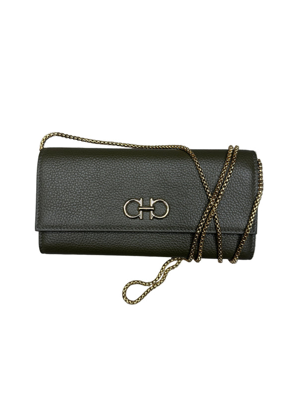 Salvatore Ferragamo Gancini wallet Green Gold