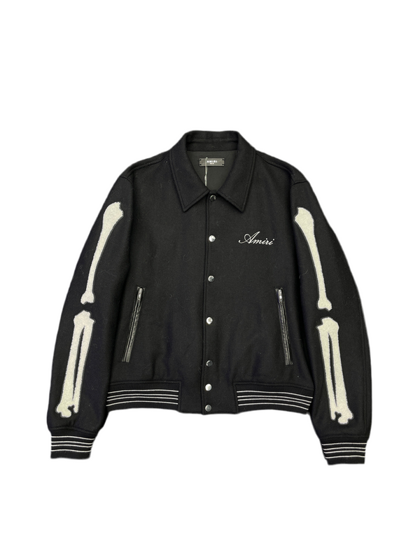 Amiri Bones Varsity Jacket Black White