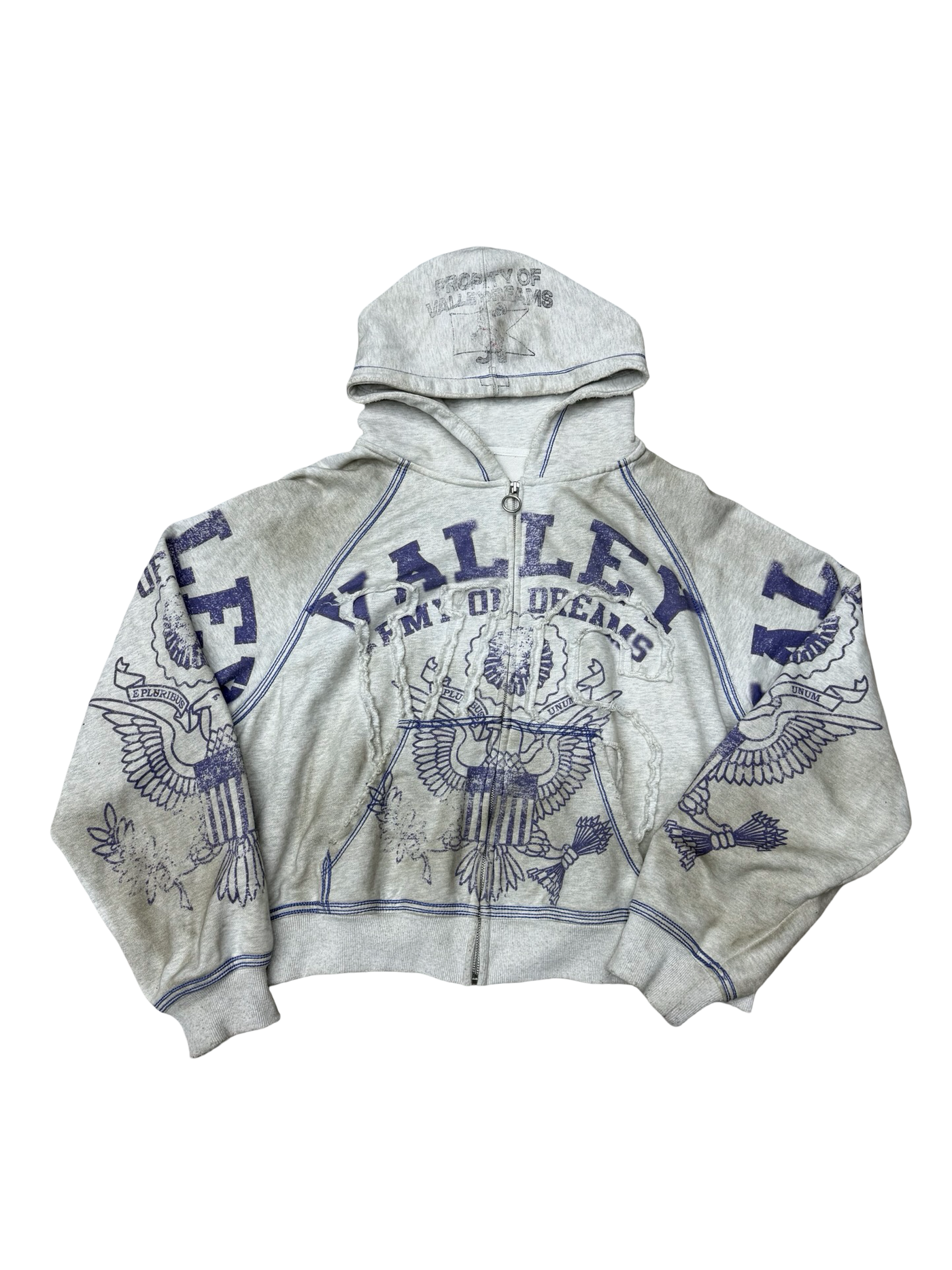 Vale Forever Army Zip Up Hoodie Grey