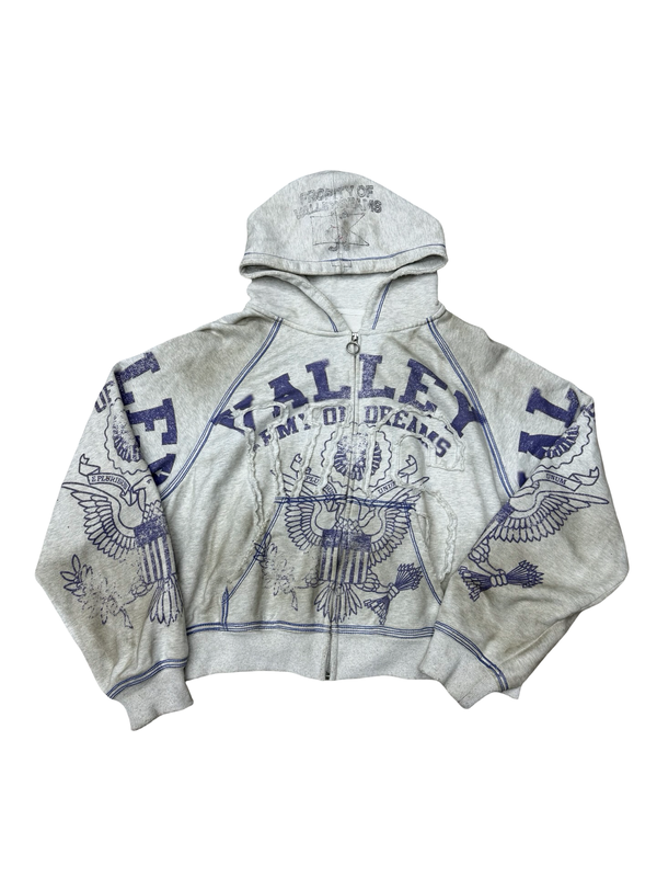 Vale Forever Army Zip Up Hoodie Grey
