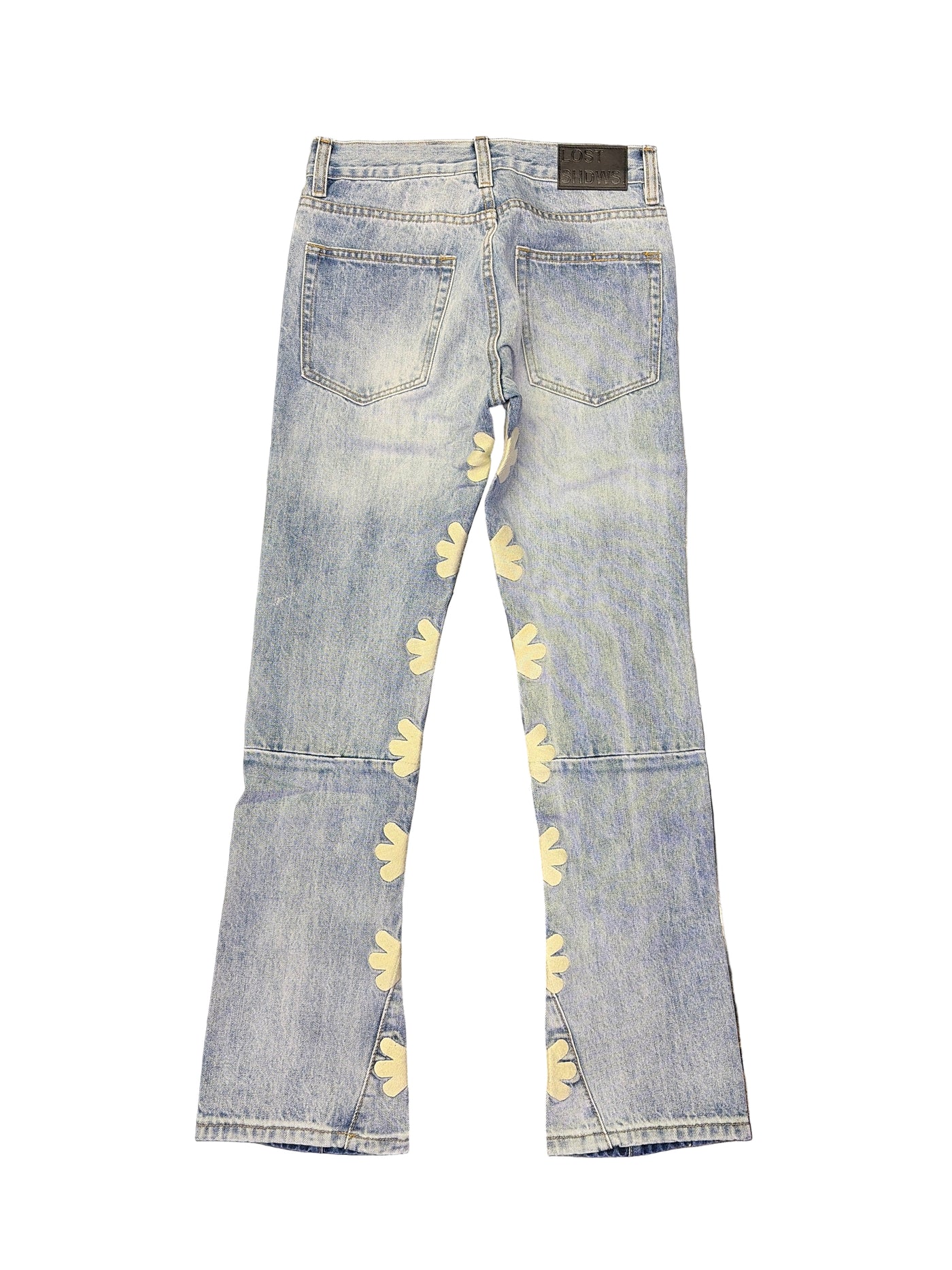 Lost SHDWS White Logo Denim Jeans Light Wash Blue