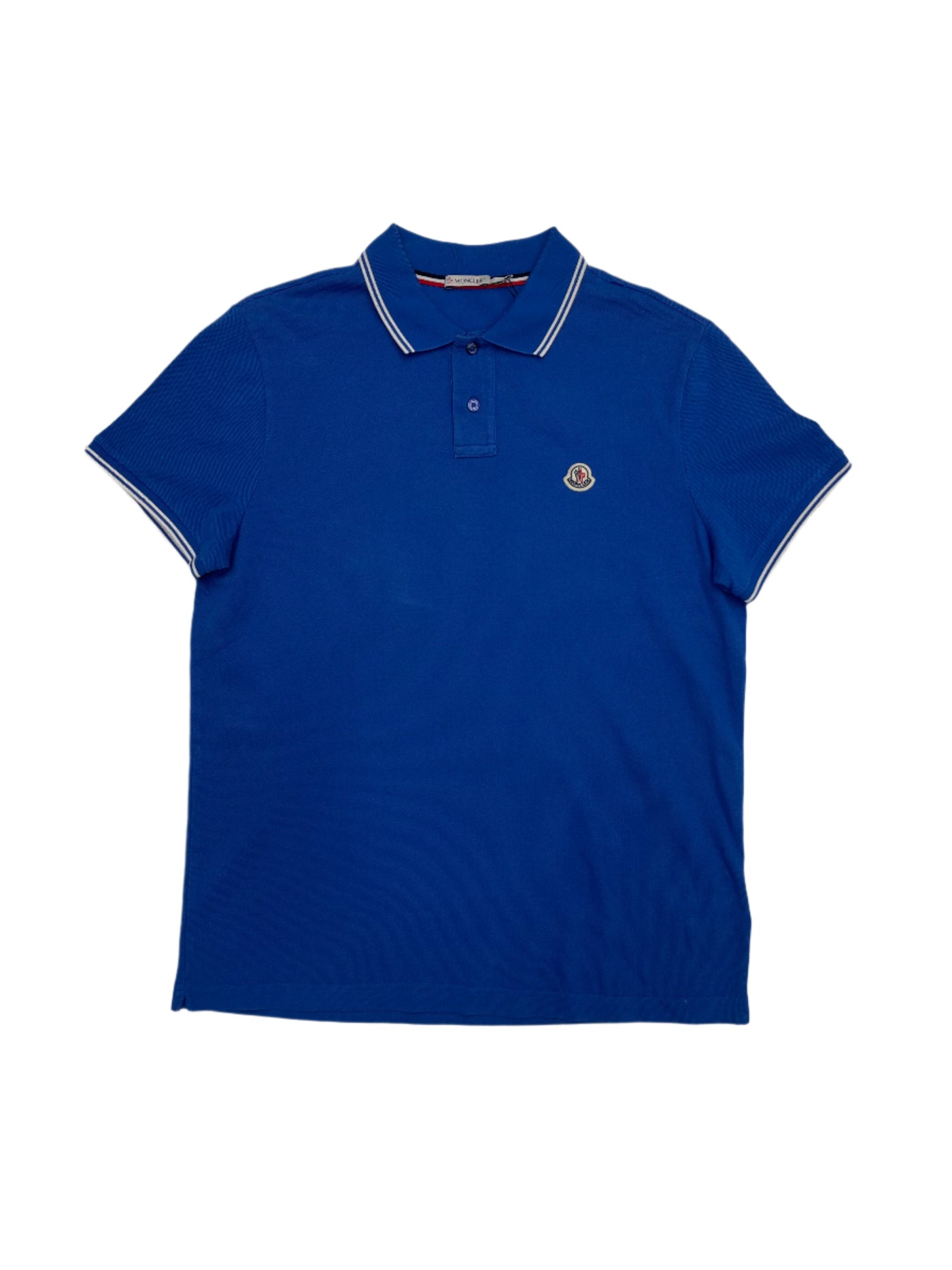 Moncler Logo Patch Cotton Piquet Polo Shirt Light Blue