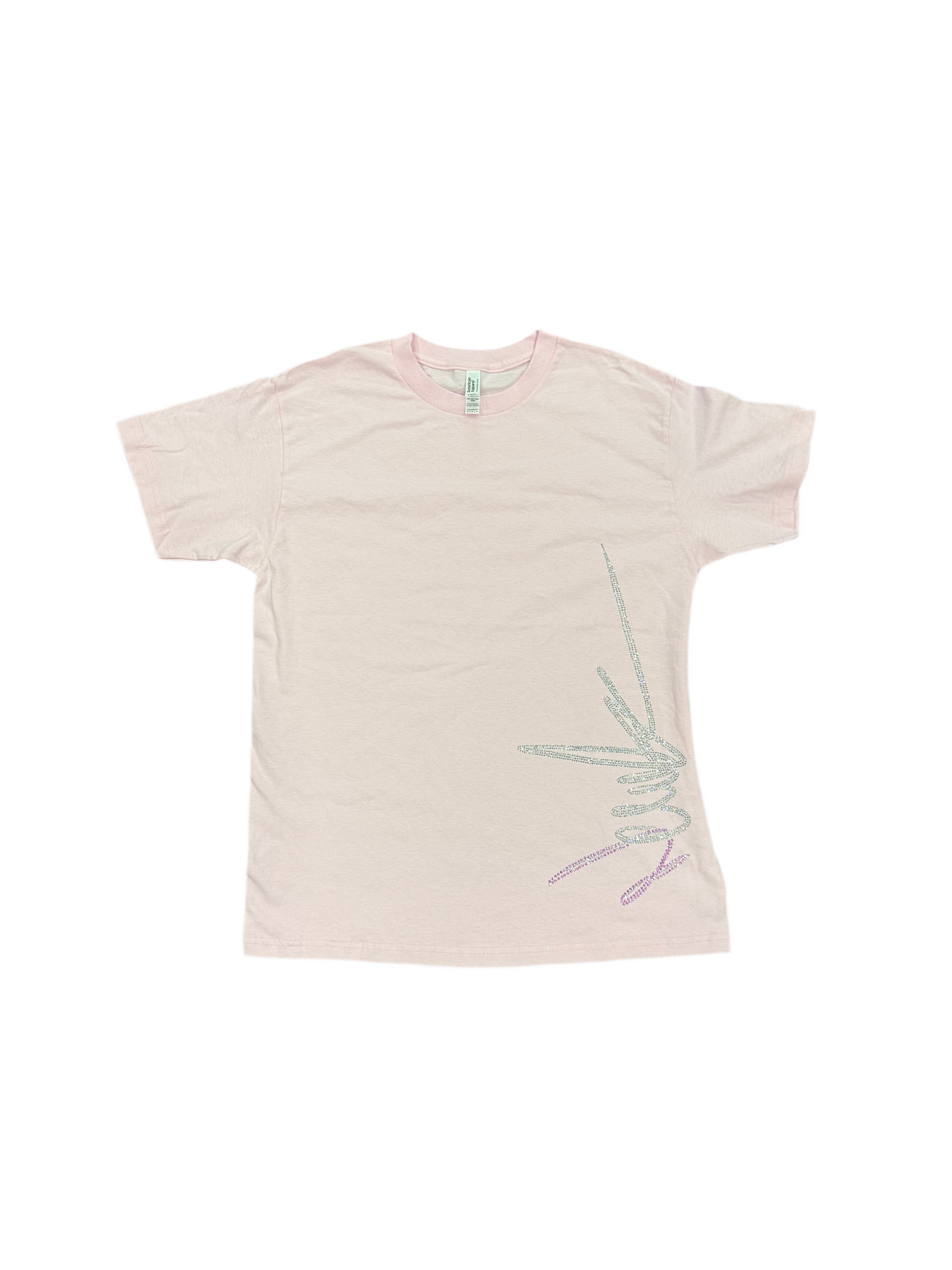 NewYrrk Pink T-shirt Side Logo w/ White Pink Crystal