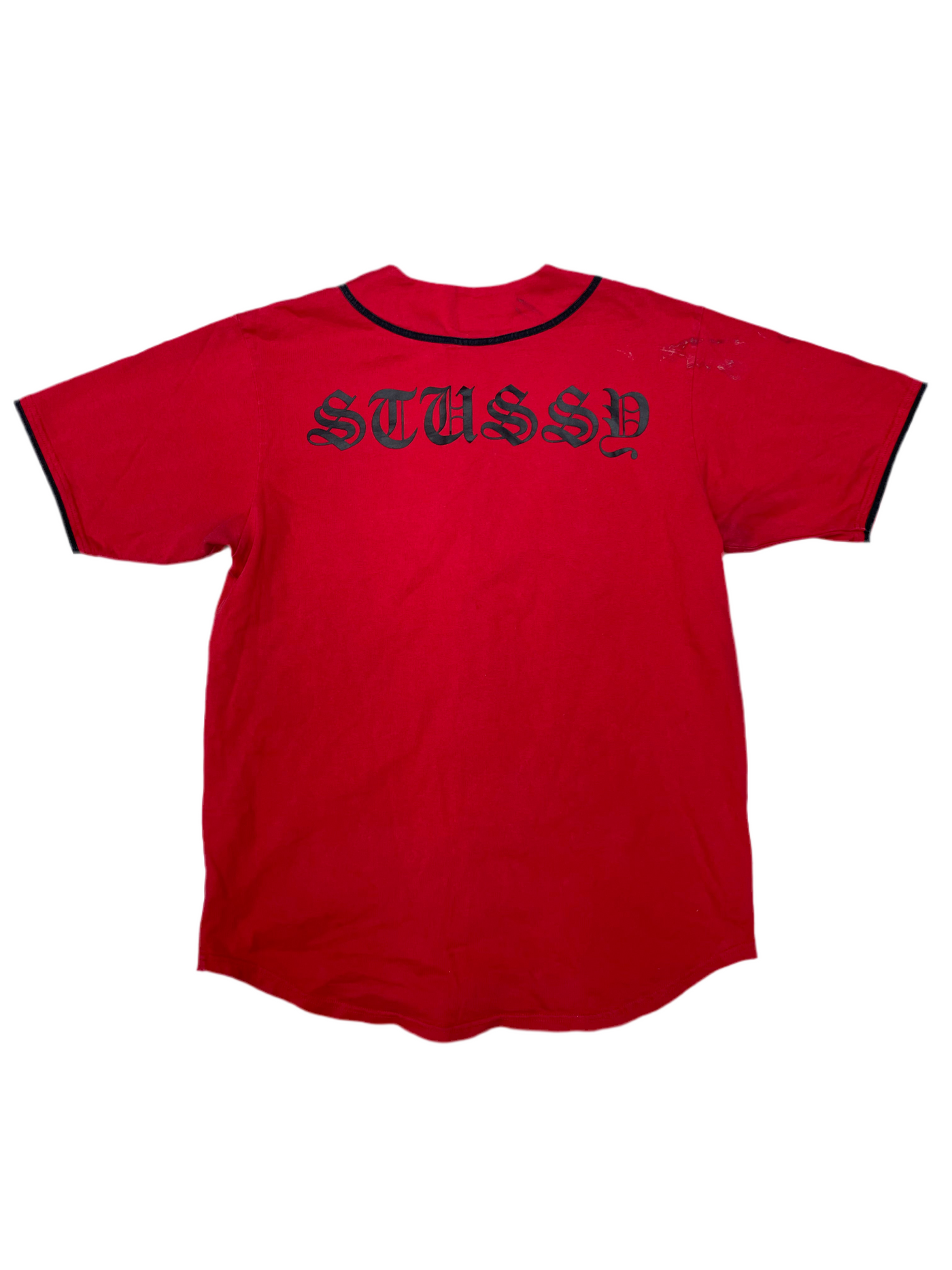 Stussy Baseball Button Up T-Shirt Red