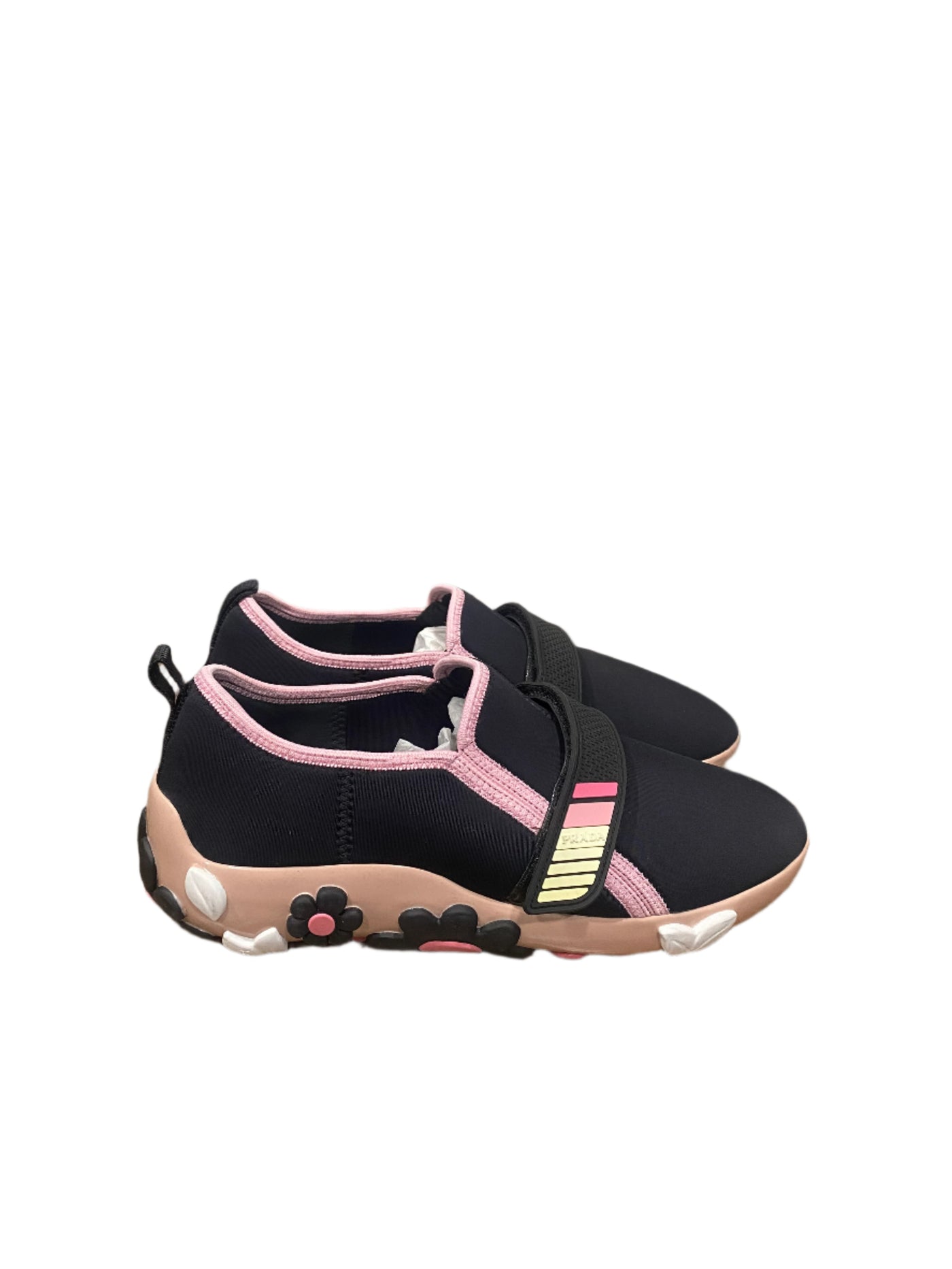 WMNS Prada Neoprene Flower Sneakers Navy Pink