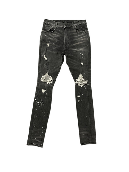 Amiri Bleach Splatter Thrasher Faded Jeans Grey