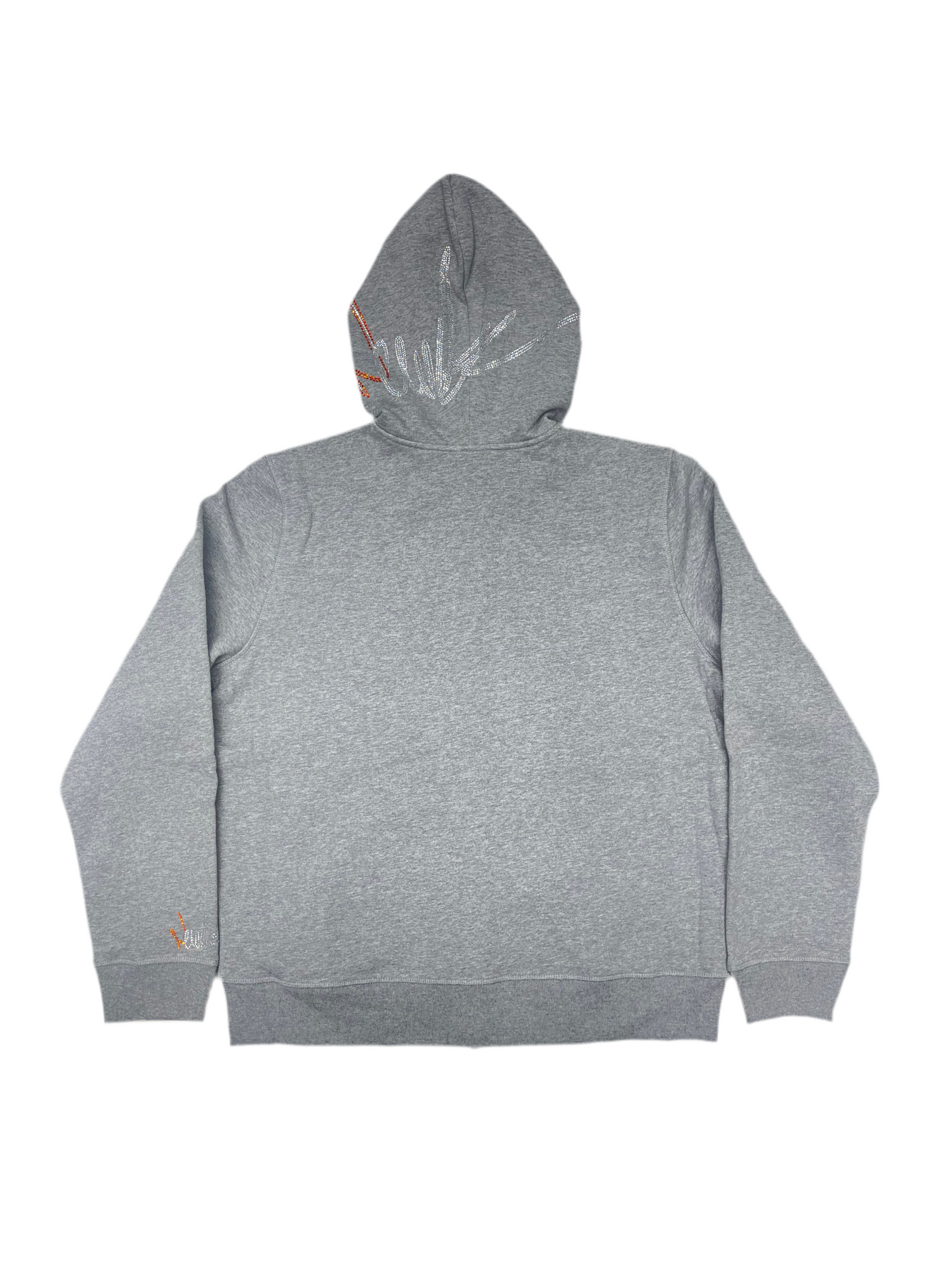 NewYrrk Gray Zip-Up Hoodie w/ Orange White Crystal