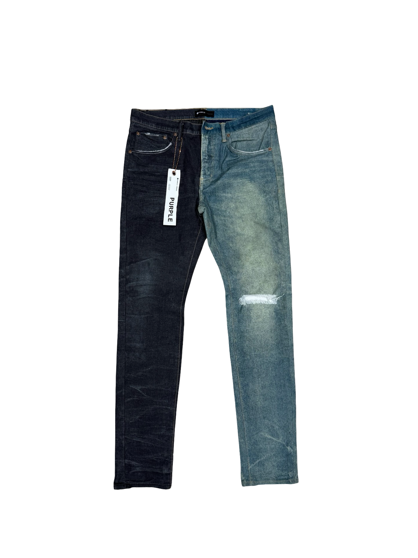 Purple Brand Two Tone Split Straight Legged Jeans