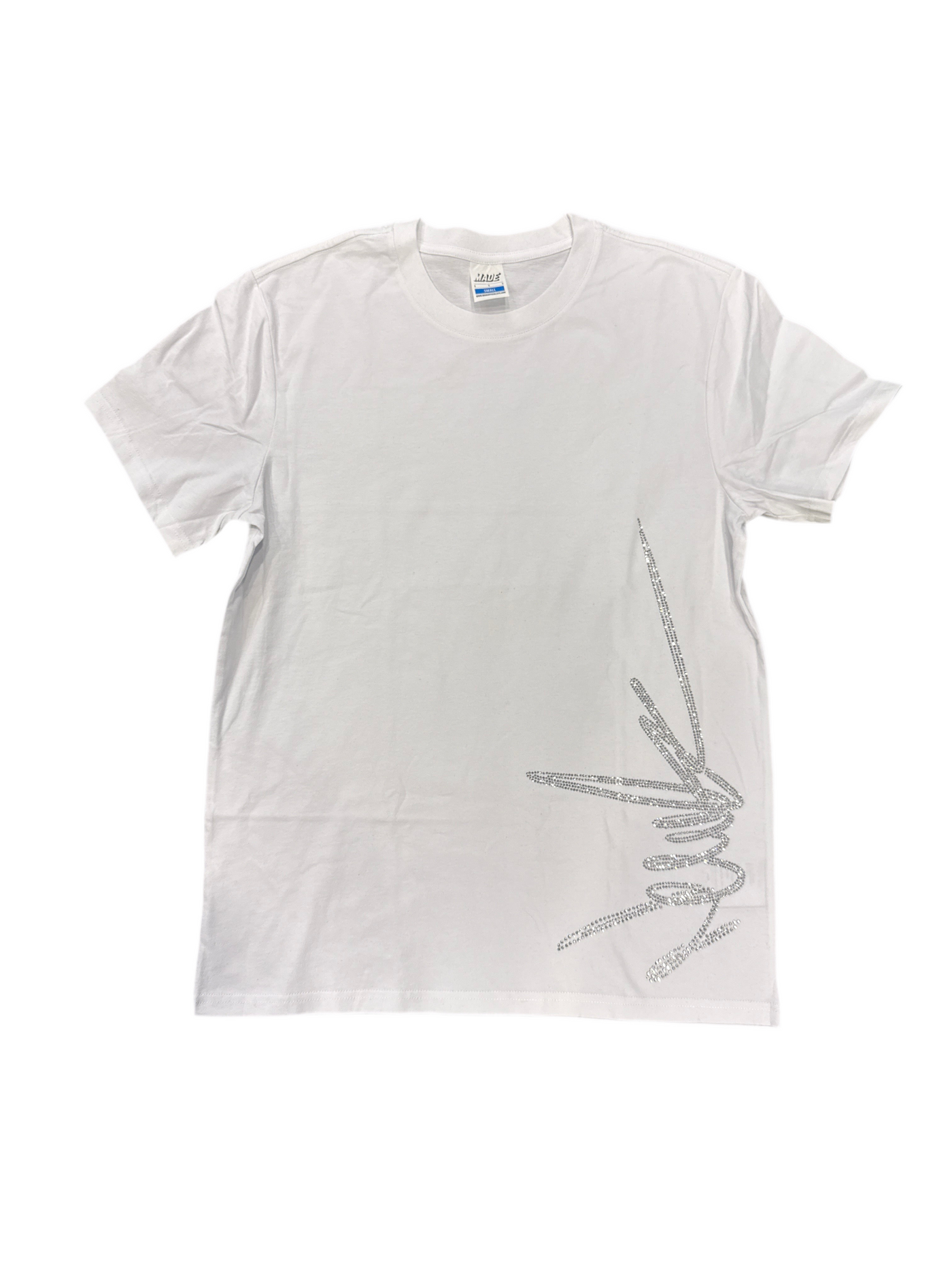 NewYrrk White T-shirt Side Logo w/ White Crystal