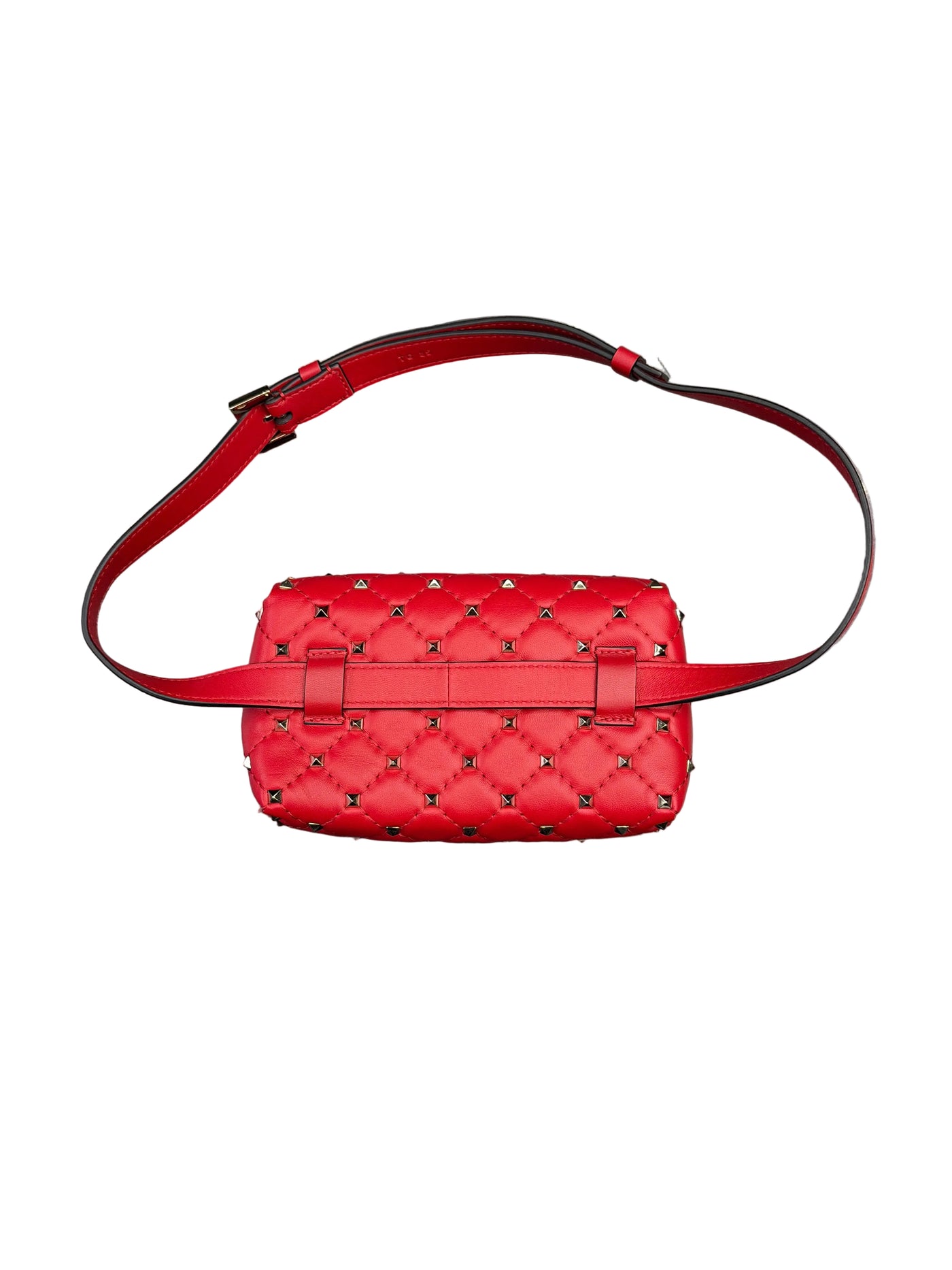 Valentino Rockstud Spike Quilted Leather Belt Bag Red