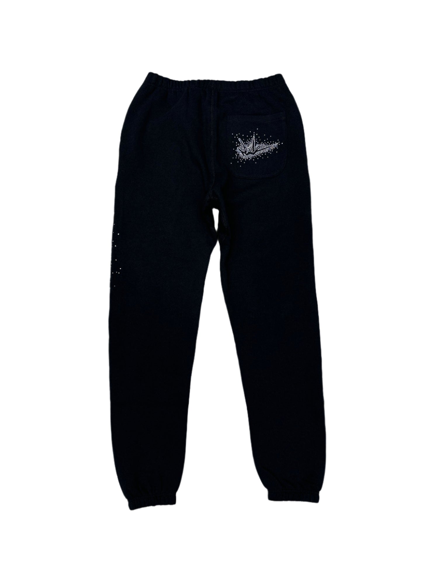 NewYrrk Black Sweatpants Outline w/ White Crystal