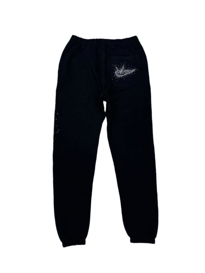 NewYrrk Black Sweatpants Outline w/ White Crystal