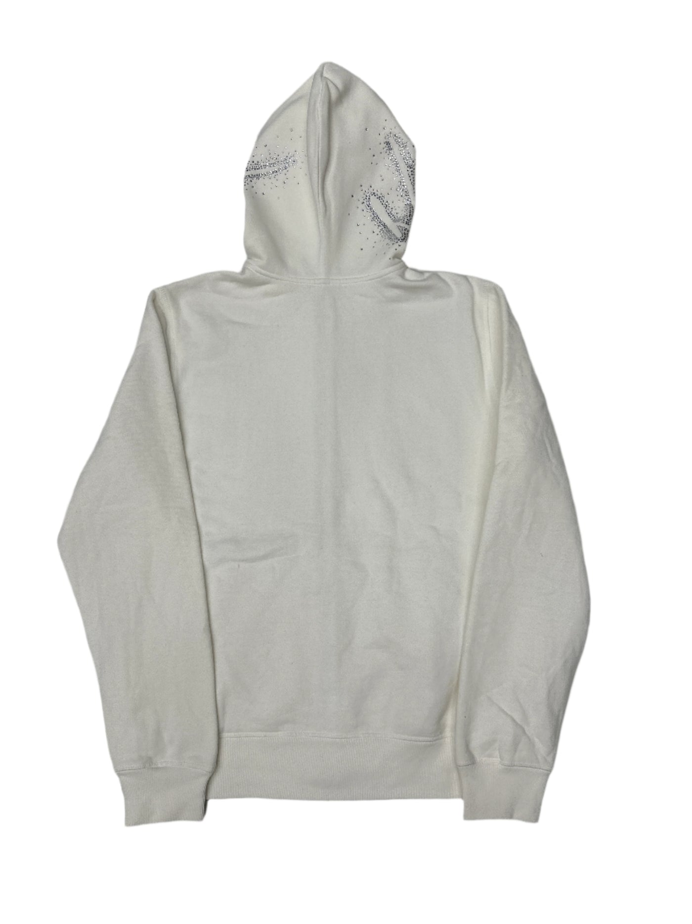 NewYrrk White Zip-Up Hoodie w/ White Crystals