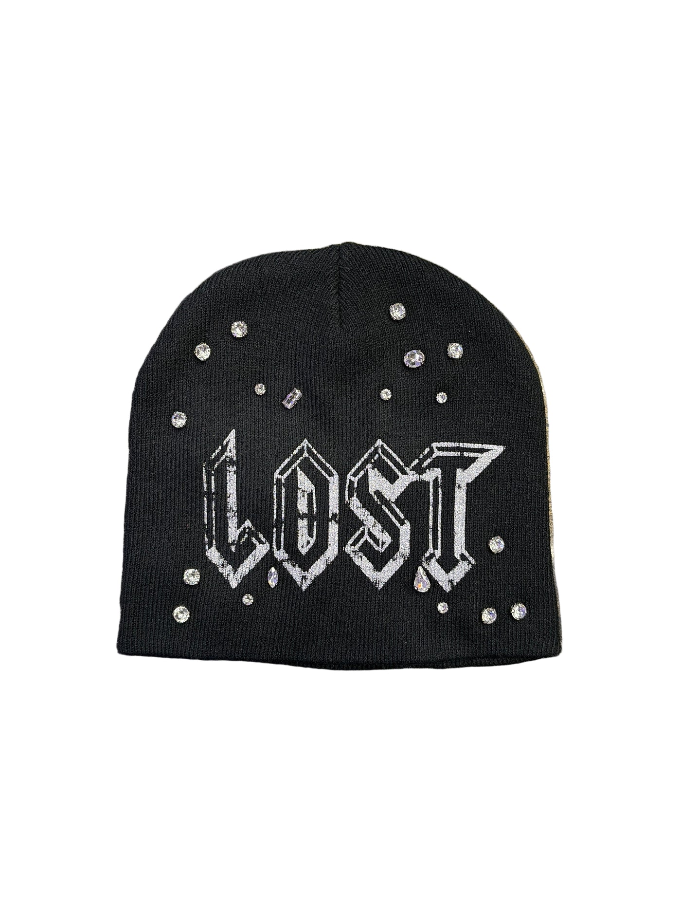 Lost Intricacy Gemstone All Over Beanie Black White