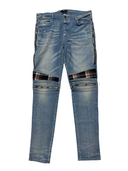 Amiri MX2 Plaid Button Fly Skinny