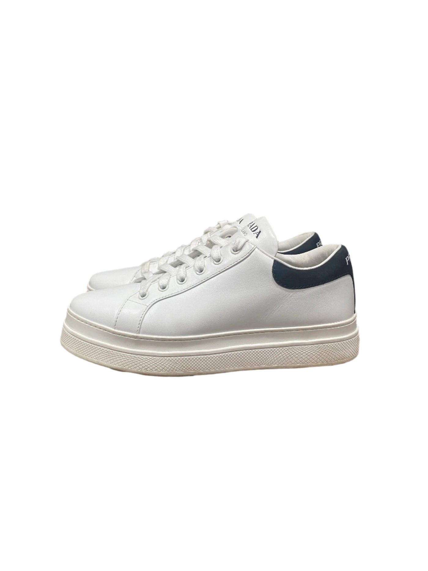 Prada Leather Trainers Blanco Nero