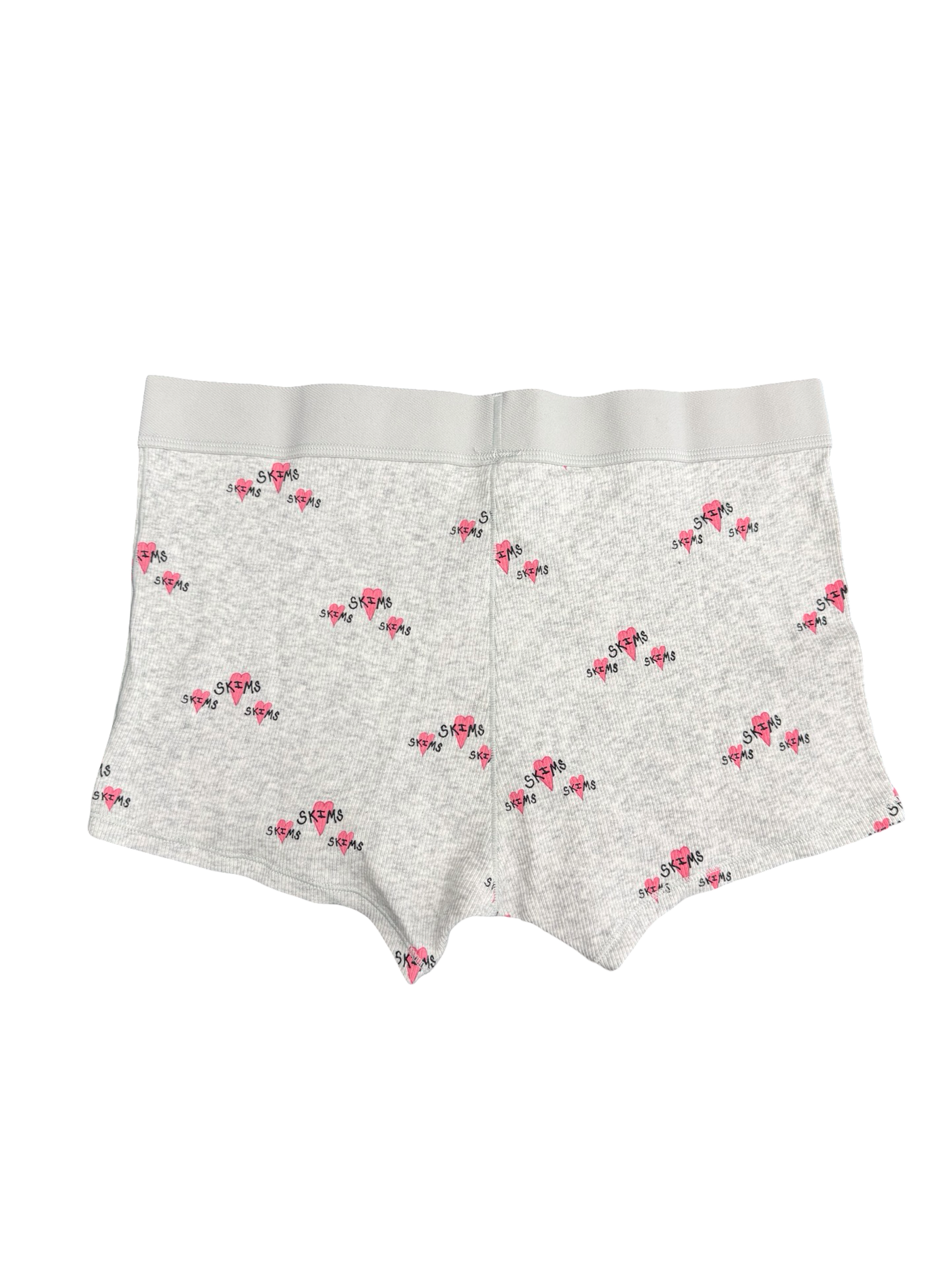 SKIMS Light Heather Grey Triple Hearts Cotton Rib Boxers