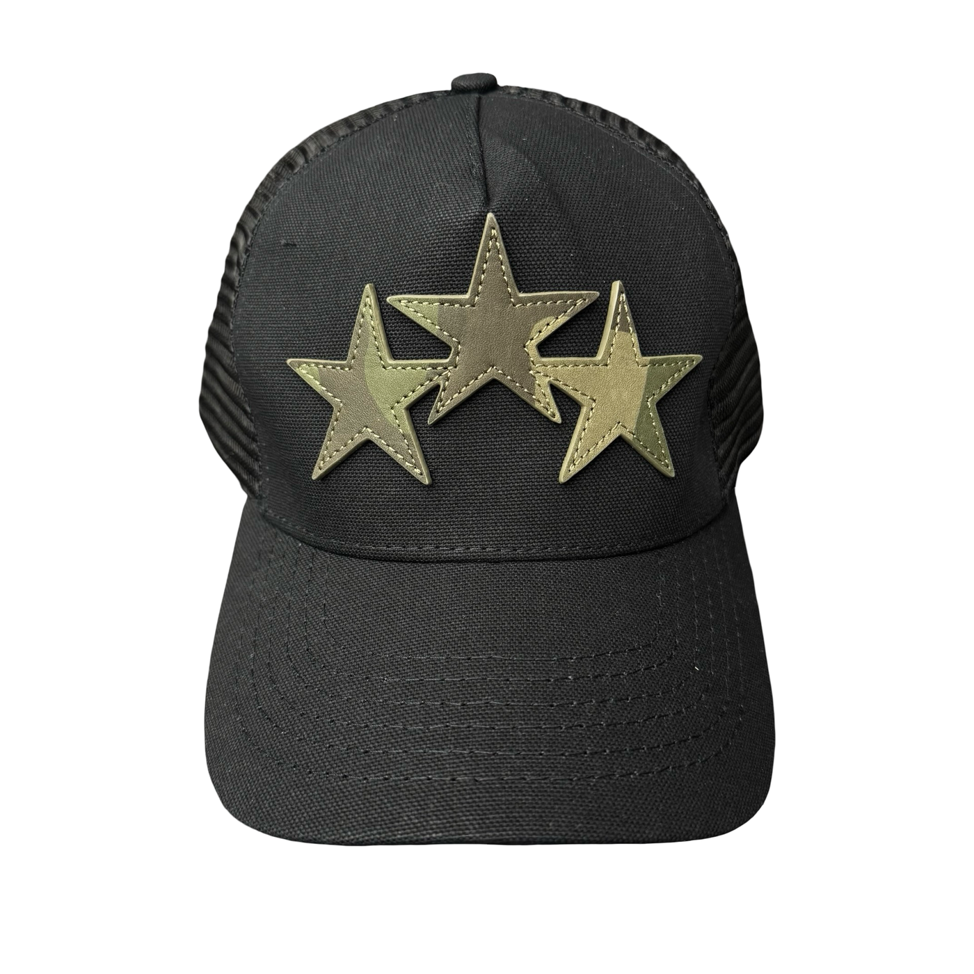 Amiri 3 Star Trucker Hat Black Camo