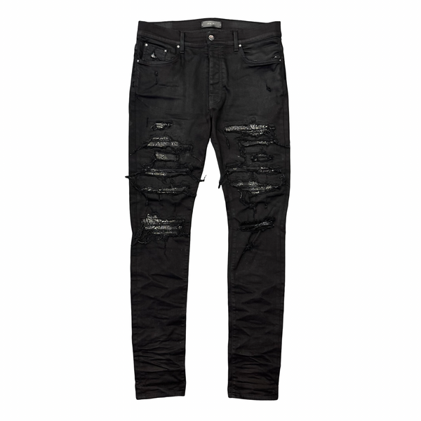 Amiri Thrasher Bandana Paisley Patch Jeans Black