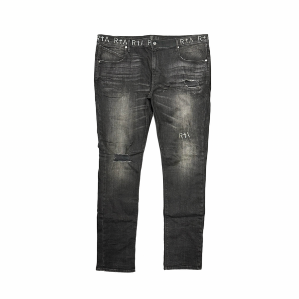 RTA Clayton Belt Loop Logo Jeans Charcoal Black