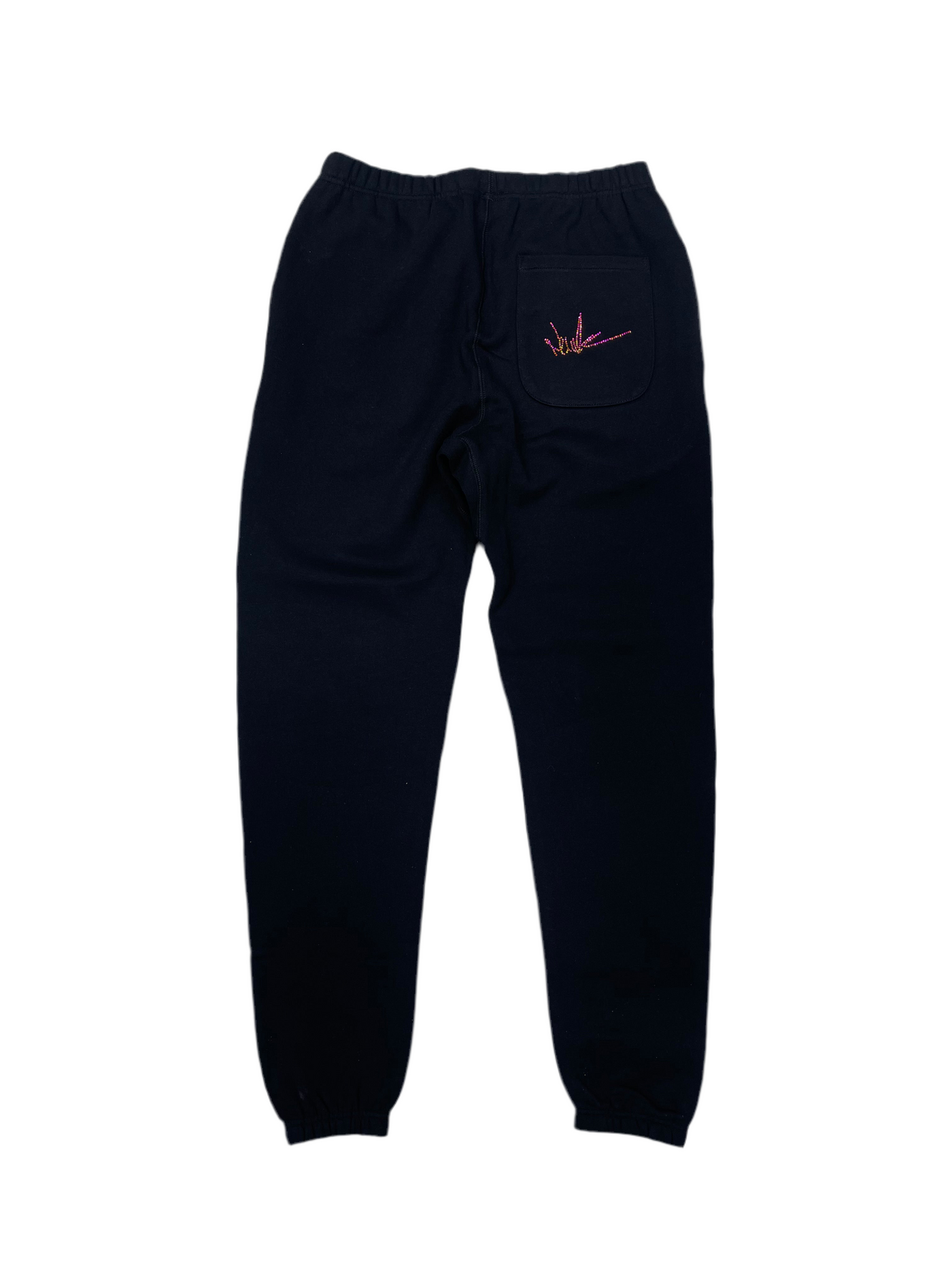 NewYrrk Black Sweatpants w/ Iridescent Crystal