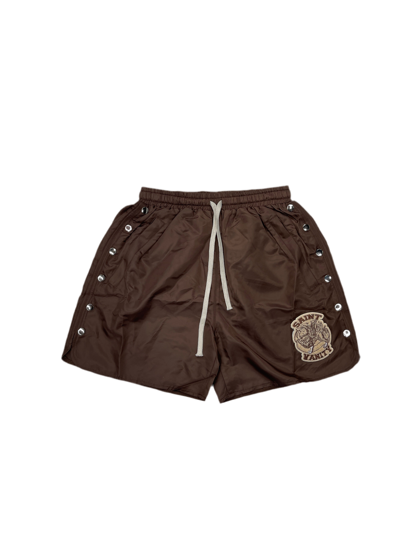 Saint Vanity Nylon Button Shorts Brown
