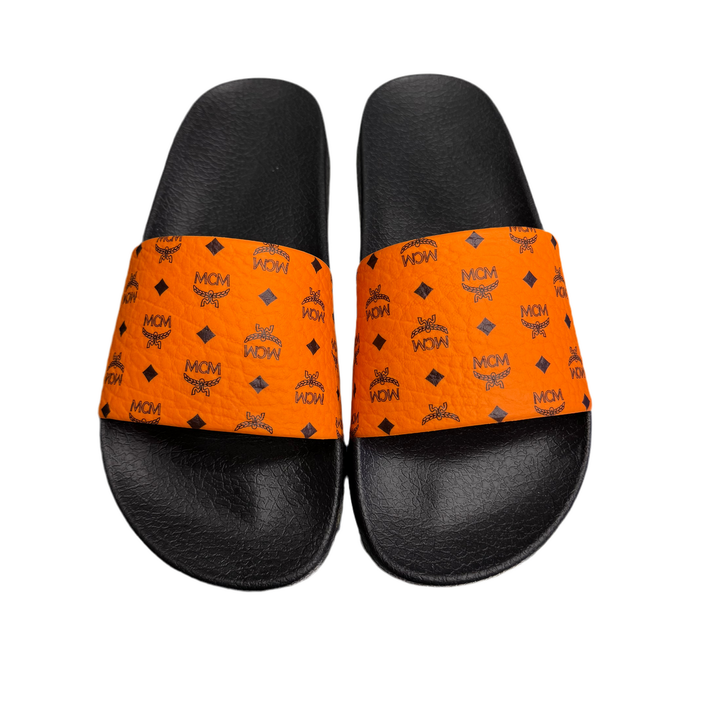 WMNS MCM Monogram Print Slides Persimmon Orange
