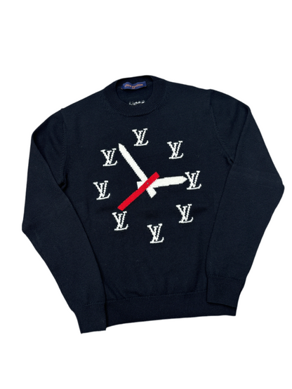 Louis Vuitton Black Monogram Clock Wool Sweater