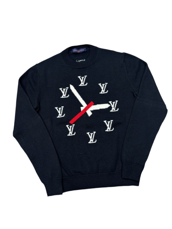 Louis Vuitton Black Monogram Clock Wool Sweater