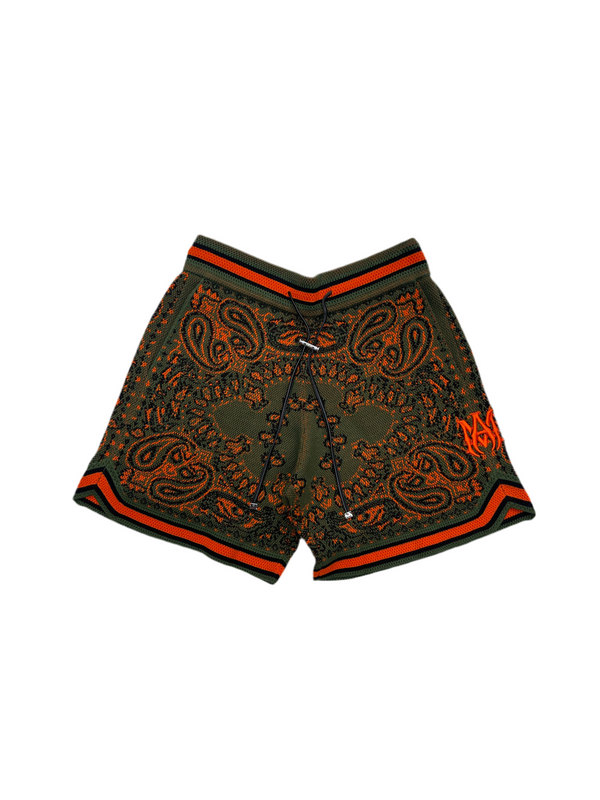 Amiri Bandana B-Ball Shorts Green Orange