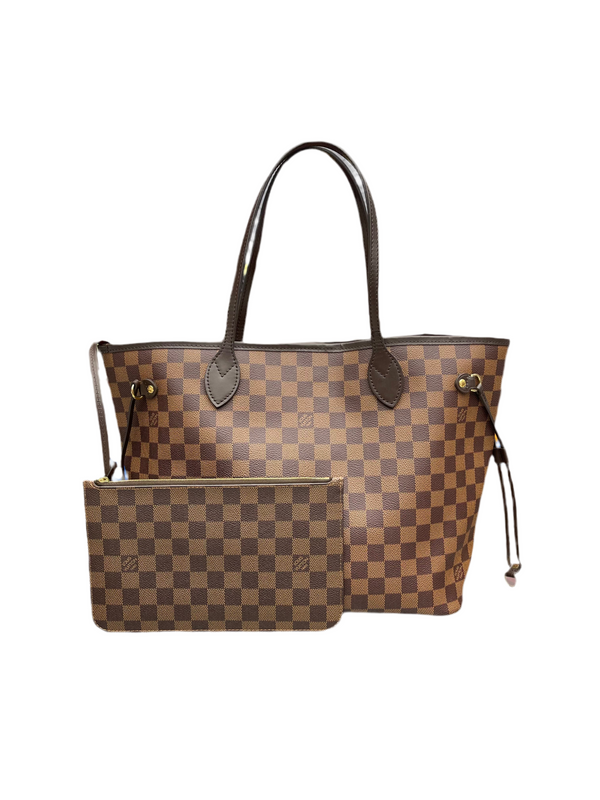 LV Neverfull MM Brown Damier w/Clutch