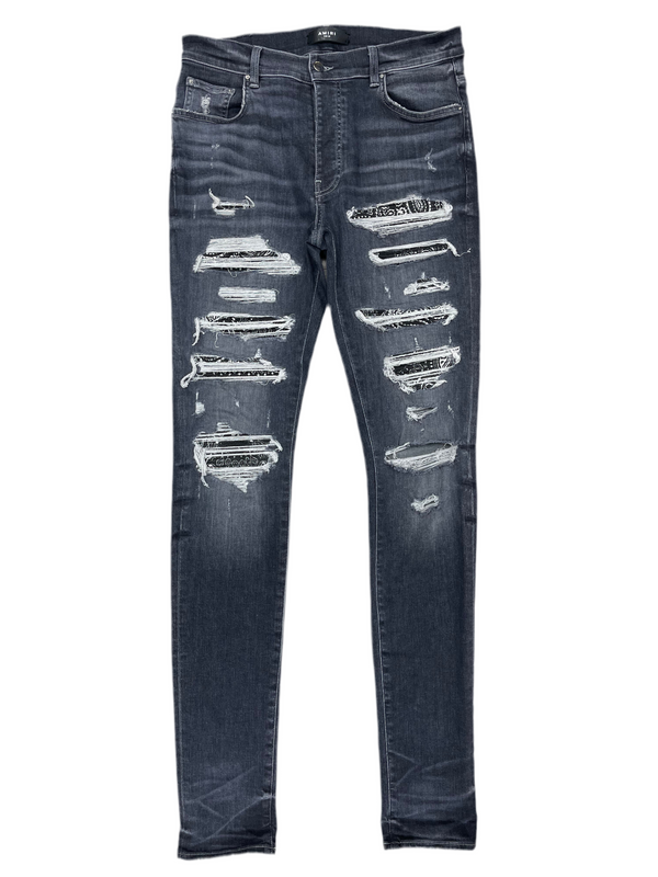 AMIRI Paisley Patch Jeans Grey Wash