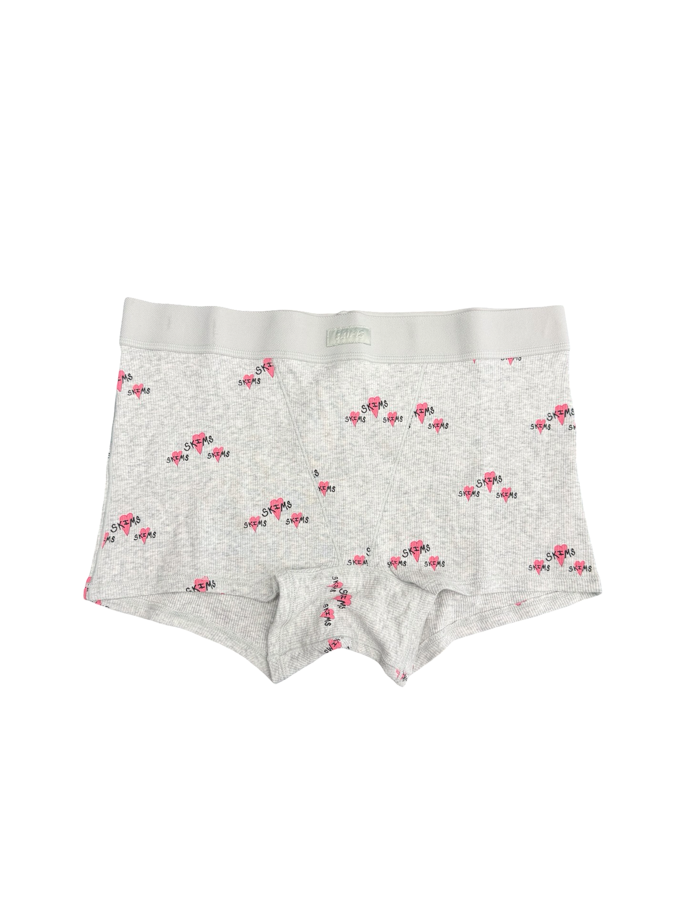 SKIMS Light Heather Grey Triple Hearts Cotton Rib Boxers