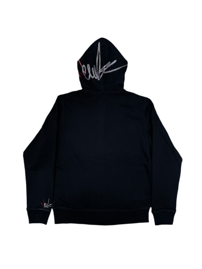 NewYrrk Black Zip-Up Hoodie w/ Red White Crystal