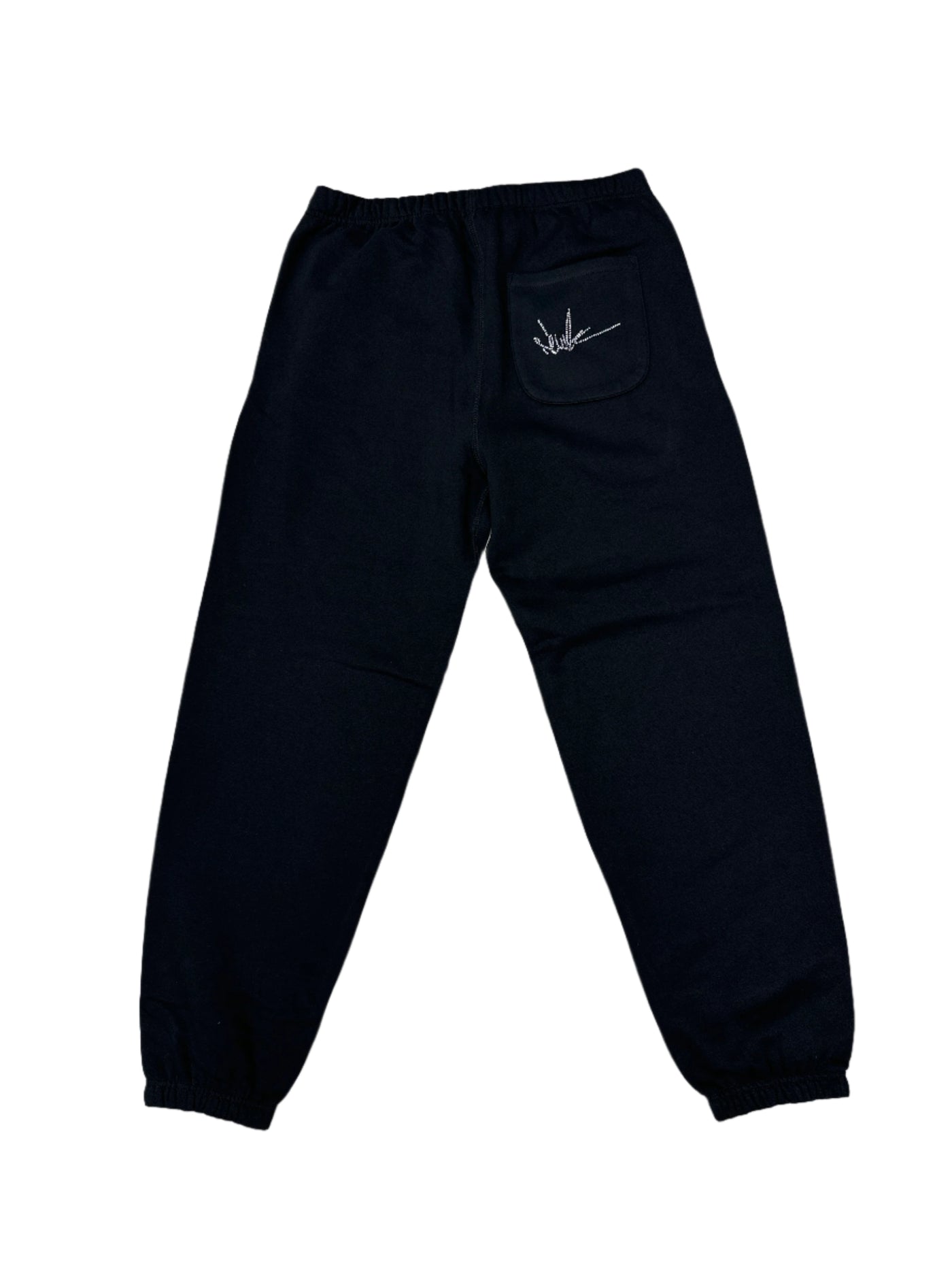 NewYrrk Black Sweatpants w/ White Crystals