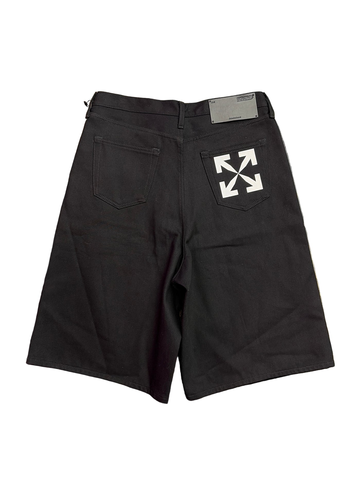 Off-White Single Arrow Logo Patch Denim Shorts Black