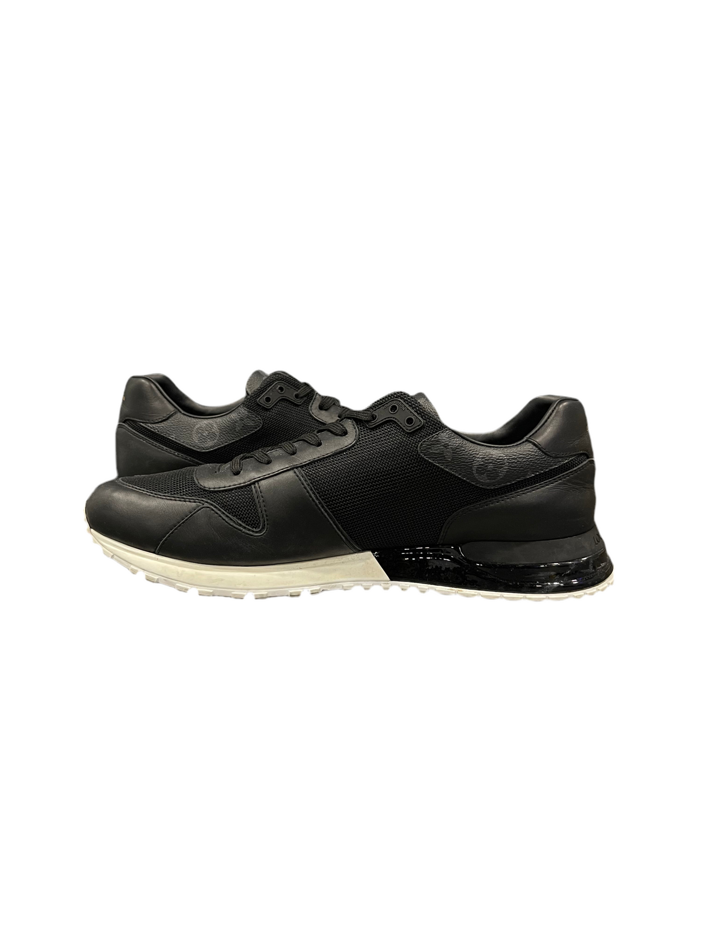 LV Monogram Canvas and Leather Run Away Sneakers Black White