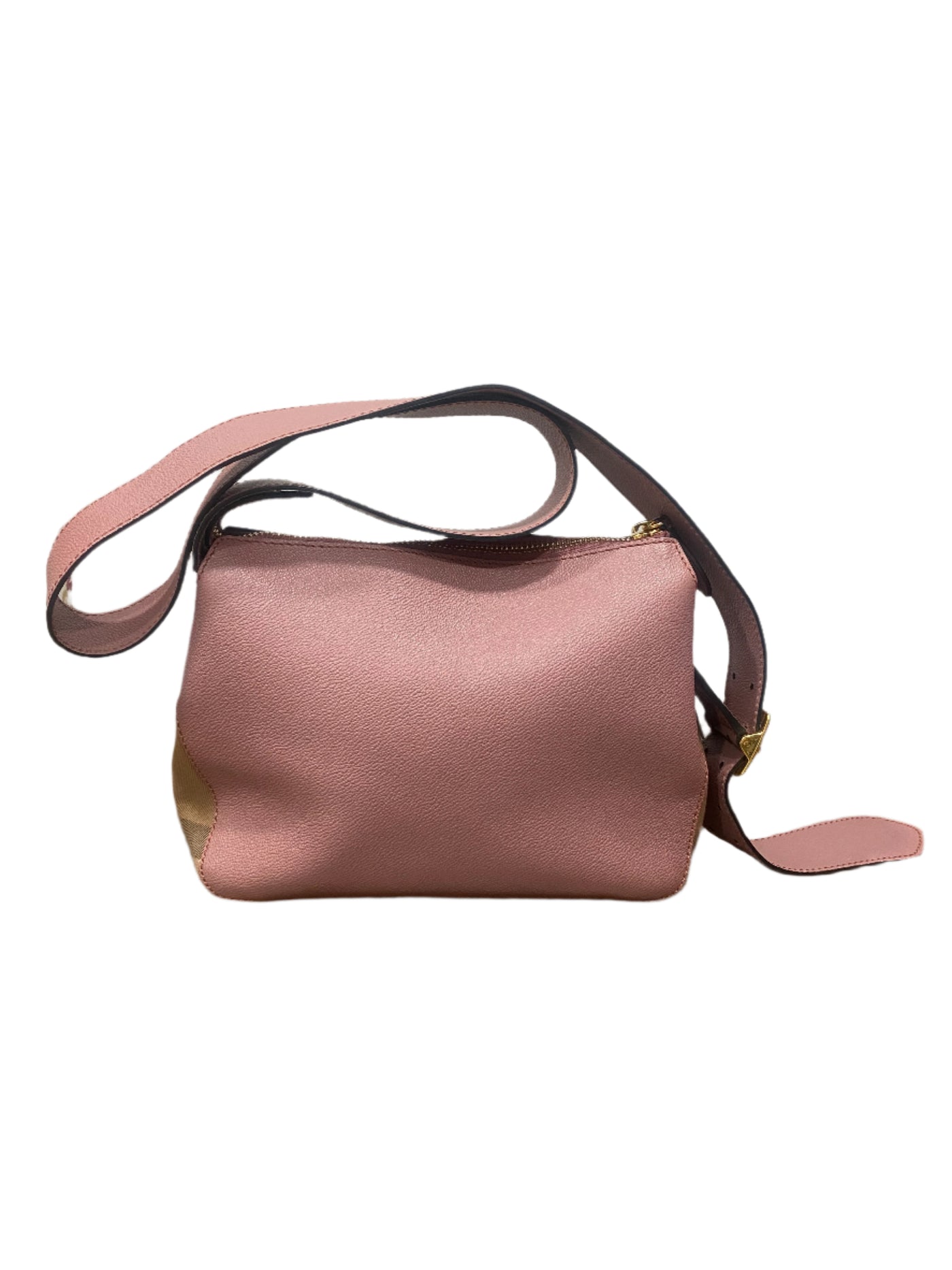 Burberry Helmsley House Check & Leather Cross Body Bag Dusty Pink